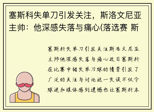 塞斯科失单刀引发关注,斯洛文尼亚主帅:他深感失落与痛心(落选赛 斯洛文尼亚)