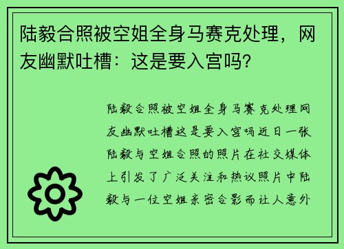 陆毅合照被空姐全身马赛克处理,网友幽默吐槽:这是要入宫吗?