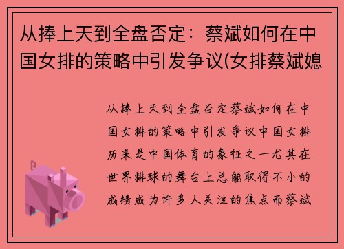 从捧上天到全盘否定：蔡斌如何在中国女排的策略中引发争议(女排蔡斌媳妇)